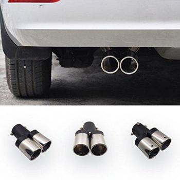 Sedeta Tubo de escape gemelo del silenciador de escape Vehículo de la cola Acero inoxidable de cromo Ronda trasera del coche Twin Tail Silenciador Sugerencia