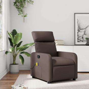 Sillón de masaje reclinable de cuero sintético marrón Vidaxl