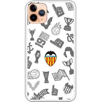Funda Original Compatible con iPhone 11 Pro Max - Valencia Stickers Gris Escudo Color - Licencia Oficial Valencia CF