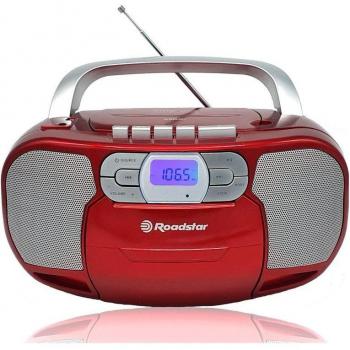 Roadstar RCR-4635UMP/RD Radio CD Portátil Cassette, Digital PLL FM, Boombox Reproductor CD-MP3, USB, AUX-IN, Salida de Auriculares, Rojo