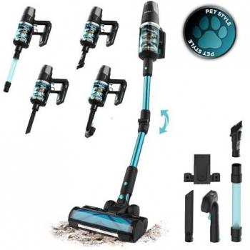 Aspirador Vertical Recargable Cecotec Conga Rockstar 9500 Lunar Pet Flex - Potencia de Succión 300 AW, Ultrapotencia 750 W, Cepillo HairLess Antienredos, Autonomía de 90