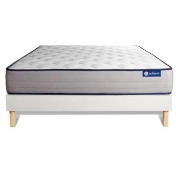 Somier blanco + colchón Actiflex Form 150x190cm con muelles ensacados y viscoelástica, 3 zonas de confort
