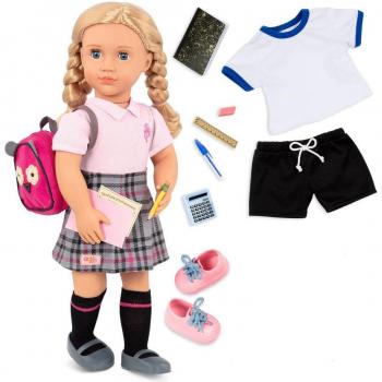 Our Generation - Muñeca Deluxe Hally con Accesorios Escolares