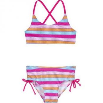Playshoes Girls' UV Protection Pink Striped Bikini