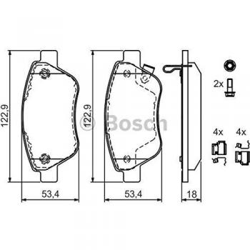 Bosch BP1002 Pastillas de freno Eje delantero certificación ECE-R90 1 juego de 4 pastillas