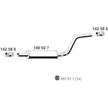 Silenciador Intermedio ERNST 140027 para Volkswagen Caddy 3
