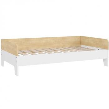 Cama Infantil de Madera para Niños +3 Años 140x70 cm Carga 80 kg Blanco y Natural - Aiyaplay