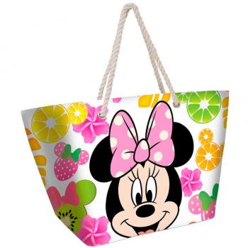Bolsa Playa Fruits Minnie Disney - Bolsa de playa, diseño de Minnie Mouse, temática de frutas, material resistente al agua, asas largas para llevar cómodamente, amplia capacidad de almacenamiento