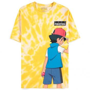Camiseta de Hombre Pokémon con Ash y Pikachu Estampado Digital Manga Corta Talla 2XL