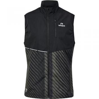 Newline Pace Chaleco para Correr Hombre - Negro, Beige, ligero, transpirable, con tecnología de secado rápido, diseño ergonómico y reflectante