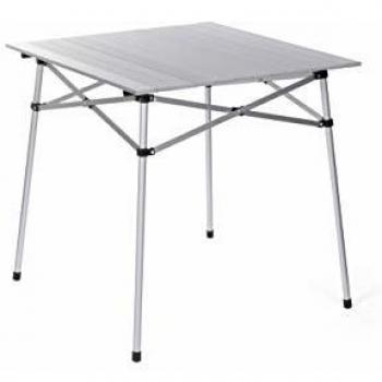 Mesa de slatte de camping O'Camp - Incluye cubierta de transporte - Ligera, duradera y plegable - Dimensiones: 70 x 70 x 70 cm - Color gris antracita