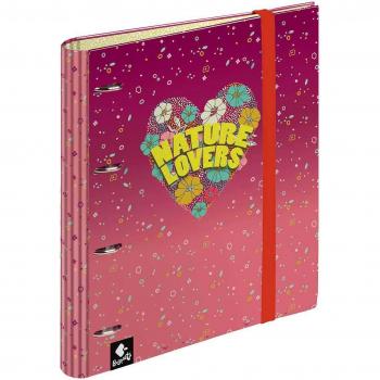 Carpeta A4 4 anillas + recambio Nature Busquets Granate