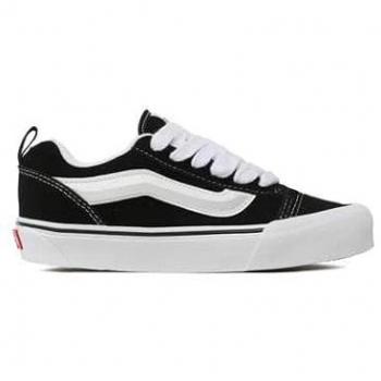 Zapatilla Vans Knu Skool Negro/Blanco Infantil - Diseño Acolchado - Sidestripe Tridimensional - Cordones Gruesos - Talla 30.5