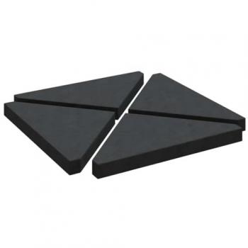 Placas de Peso para Sombrilla 4 uds Triangulares Granito Negro 14 kg