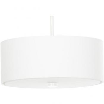 Lámpara Colgante Skala 30 Blanca E27 de Cristal, Acero y Tela con 3 Bombillas LEDBOX 102cm