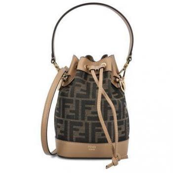 Fendi Mon Tresor Mini Bucket Bag in FF Fabric - Brown, One Size