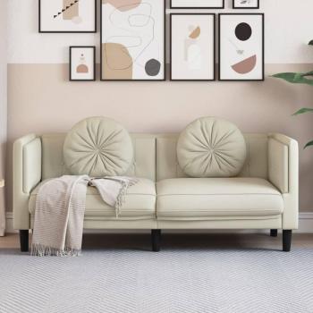 Sofá de 2 plazas con cojines de terciopelo color crema Vidaxl