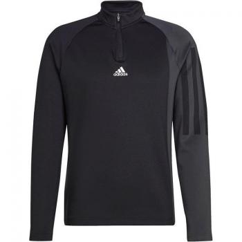 Camiseta de fitness Adidas hombre 1/4 cremallera color bloque negra