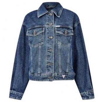 Guess Women's Oversized Denim Trucker Jacket - Dark Blue, Size M