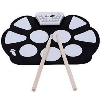 ammoon Enrolle Drum Pad Electrónico Portátil Kit Silicio Plegable con el Paltillo