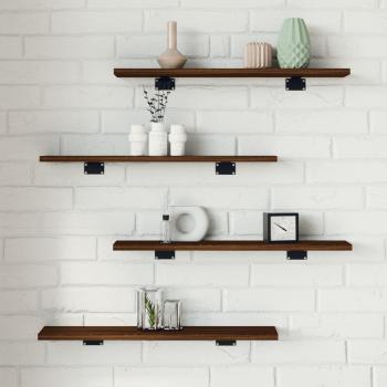 Estantes de pared de madera ingeniería marrón roble (4 uds) 60x10x1,5cm