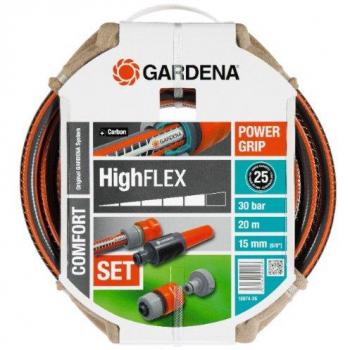 Gardena Manguera de riego jardín 20 m HighFlex de 15mm (5/8') con lanza de riego y accesorios de riego