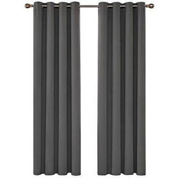 Deconovo Cortinas Salon Dormitorio Cortinas Opacas Termicas aislantes Frio y Calor para Habitacion con Ojales 2 Piezas 140x245 cm Gris Claro