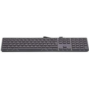 Teclado Numérico USB KB-1243, 110 Teclas, Doble USB, Aluminio, Diseño Holandés, Compatible con macOS, Gris Espacial