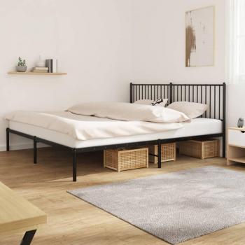 vidaXL Metal Bed Frame without Mattress with Headboard Black 193x203cm