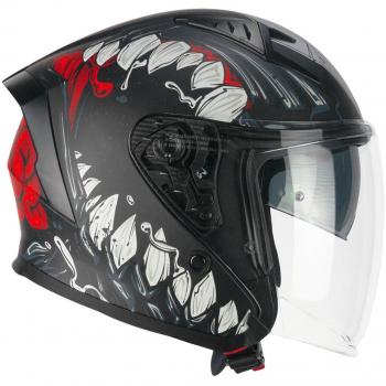 Casco Jet CGM 127X Deep Freaker Nero Rojo Mate XS