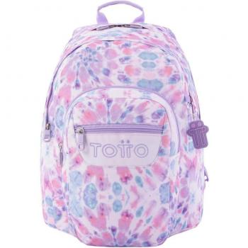 Mochila Escolar Totto Rosa Tye Dye con Compartimento para Lápiz