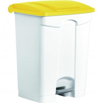Tretabfallbehälter Helit 70L, plástico gris con tapa amarilla, dimensiones 500 x 670 x 410 mm