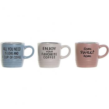 Juego de Tazas de Café con Frases Originales DKD Home Decor 6 Unidades Multicolor