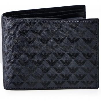 Emporio Armani monedero cartera bifold de hombre nuevo negro