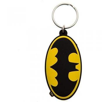 Pyramid International DC Comics-Batman Symbol Rubber Keychain, Metal, Black and Yellow, 4 x 6 x 1.3 cm