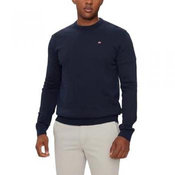 Napapijri Droz Men's Regular Fit Round Neck Knit Sweater in Dark Blue, Size L