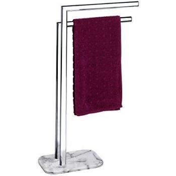 Wenko Onyx Toallero en Mármol, Acero, Plateado, 19.5x48x81.5 cm