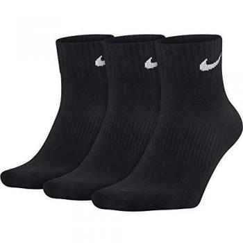 Nike Lightweight Quarter, Pack de 3 Pares de Calcetines, Unisex, Negro, 34-38 S