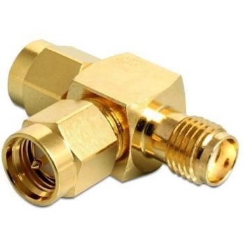 Adaptador T SMA Macho a 2 SMA Macho y 1 SMA Hembra - DeLock 88710