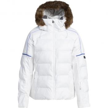 Chaqueta de mujer Snowblizzard Roxy - Color Blanco Brillante, marca Roxy, diseño para deportes de invierno, impermeable y transpirable, aislamiento térmico, capucha ajustable, puños con orificio para pulgar