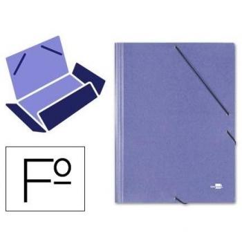 Carpeta Liderpapel gomas folio 3 solapas carton simil prespan azul