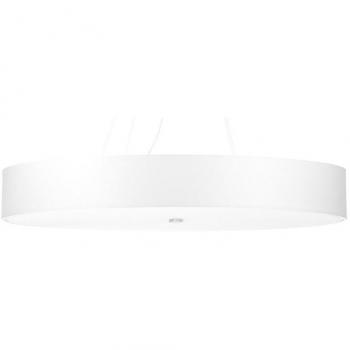 Lámpara Colgante Skala 100 Blanca E27 de Cristal, Acero y Tela con 6 Bombillas LEDBOX