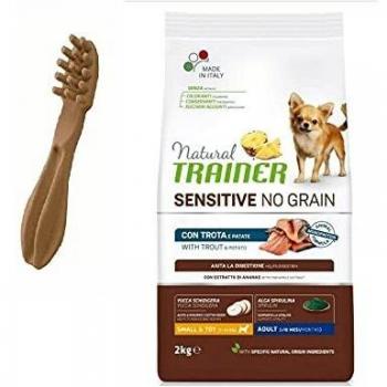 Natural Trainer Small & Toy Adult Sensitive No Grain Trucha y Patatas Pienso para Perros 2 kg