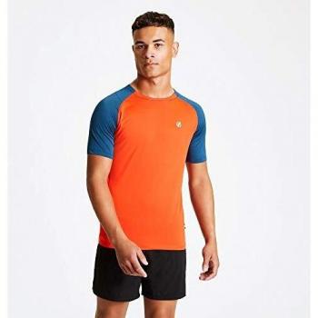 Dare2b Peerless-Camiseta Deportiva, Tejido Ligero De Secado Rápido Y Estampado Reflectante T-Shirts/Polos/Vests, Hombre, Trail Blaze/Majolica Blue, XXL