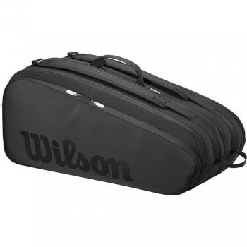 Wilson Tour Noir Raquetero De 12 - Negro, raquetero de tenis, capacidad para 12 raquetas, diseño elegante en color negro, compartimentos acolchados para protección de raquetas, bolsillos adicionales para accesorios y