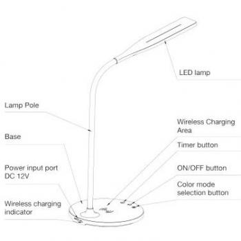 Lámpara de Escritorio LED Táctil 5.5W con Cargador Qi Integrado