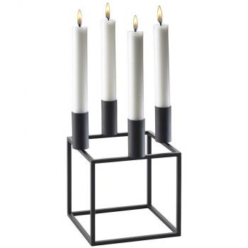 (Black) - By Lassen 10004, Kubus 4, Cube 4, Candleholder, Steel (Black)