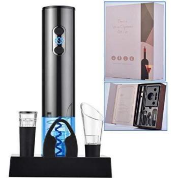 YUDONX Sacacorchos Eléctrico Abrebotellas Eléctrico.Profesional Automatico Abrelatas de Vino.con Cable de Carga USB y Base, Cortacápsulas, Vertedor, Tapón de Vino Silicona de Vacío,Caja de Regalo.