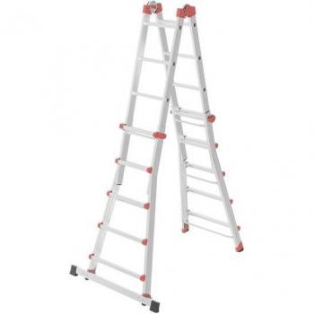 Escalera Multifuncional Telescópica Hailo M80 de Aluminio, 4x5 Peldaños, Altura Máxima de Trabajo 5.70 m, Carga Máxima 150 kg