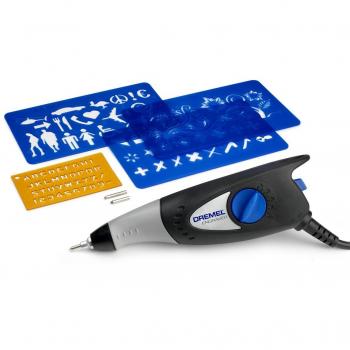 Dremel 290 - Grabadora 35W, kit herramienta de grabado con 3 puntas y 4 plantillas para grabar cristal, cuero, madera